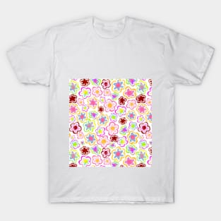 Colorful Hand-Drawn Flower Pattern T-Shirt